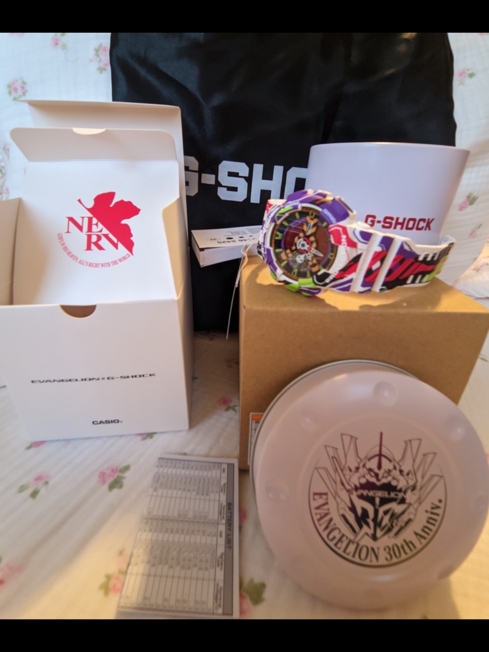 G-Shock Evangelion Collaboration Watch - White, Purple, Multicolor Accents